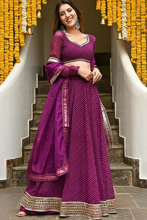 Purple Georgette Zari Work Lehenga Choli (15079-Purple)