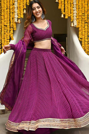 Purple Georgette Zari Work Lehenga Choli (15079-Purple)