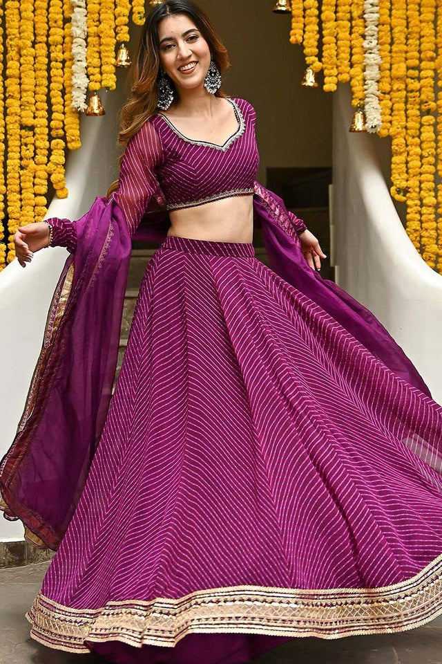 Purple Georgette Zari Work Lehenga Choli (15079-Purple)