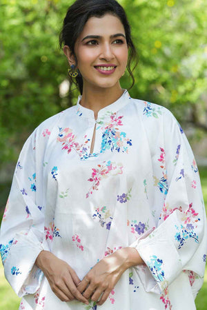 White Floral Print Silk Co-Ord Set (1507CRDWH)