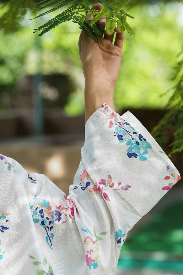 White Floral Print Silk Co-Ord Set (1507CRDWH)
