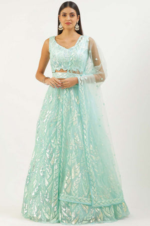 Blue Soft Net Embroidered Lehenga Choli (15101-BLUE)