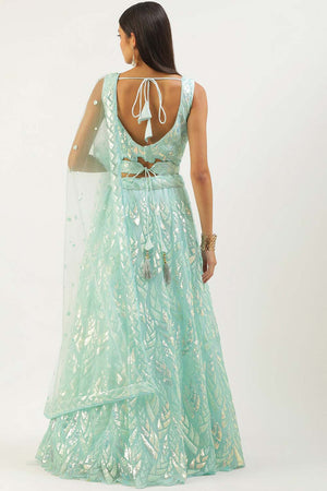 Blue Soft Net Embroidered Lehenga Choli (15101-BLUE)