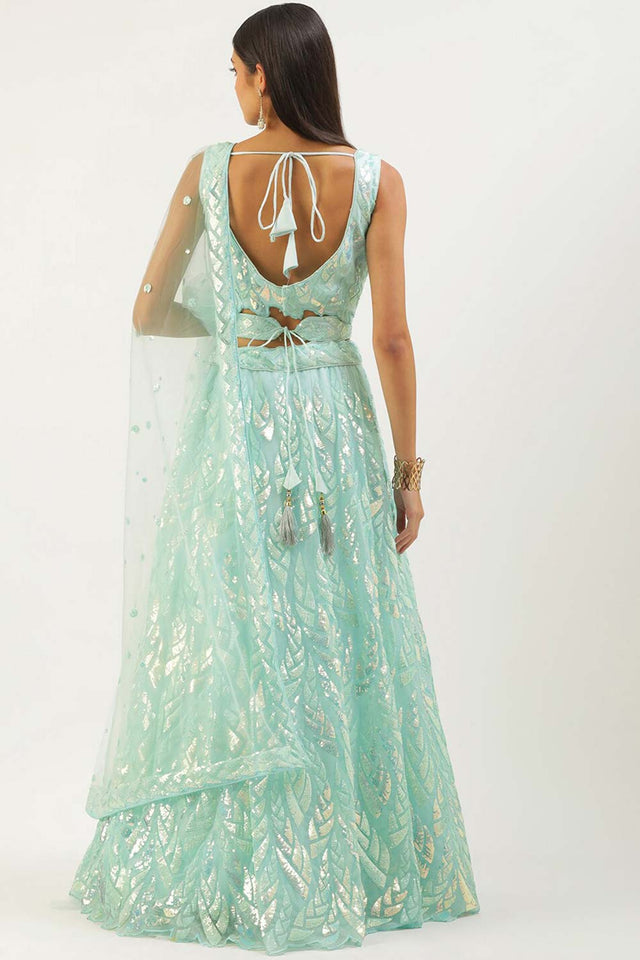 Blue Soft Net Embroidered Lehenga Choli (15101-BLUE)