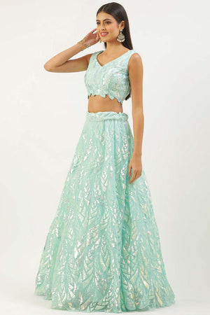 Blue Soft Net Embroidered Lehenga Choli (15101-BLUE)