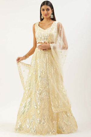 Yellow Soft Net Embroidered Lehenga Choli (15101-YELLOW)