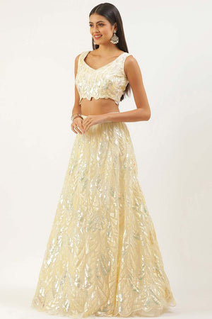 Yellow Soft Net Embroidered Lehenga Choli (15101-YELLOW)