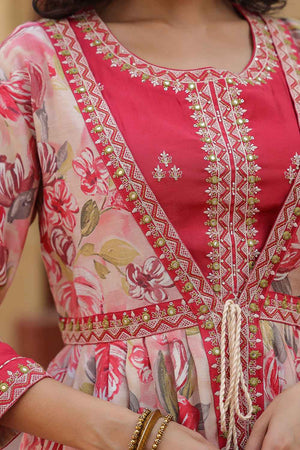 Pink Thread Work Silk Co-Ord Set (1685CRDPK)