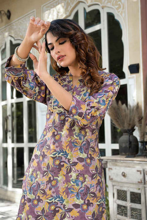 Violet Embroidered Silk Co-Ord Set