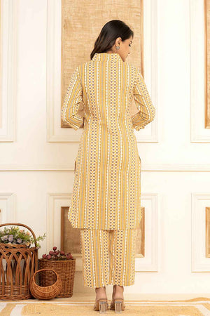 Yellow Ethnic Motifs Cotton Co-Ord Set