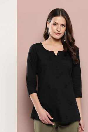 Black Chikankari Pure Cotton Top