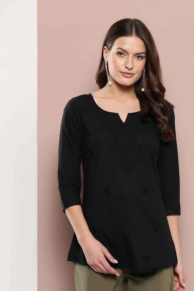 Black Chikankari Pure Cotton Top