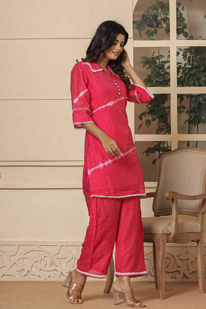 Pink Tie & Dyed Silk Co-Ord Set (1868CRDPK)