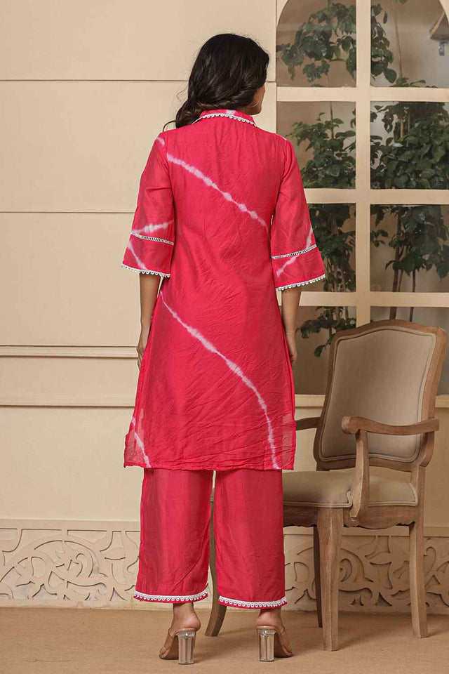 Pink Tie & Dyed Silk Co-Ord Set (1868CRDPK)