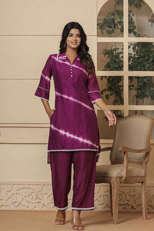 Violet Tie & Dyed Silk Co-Ord Set (1868CRDPR)