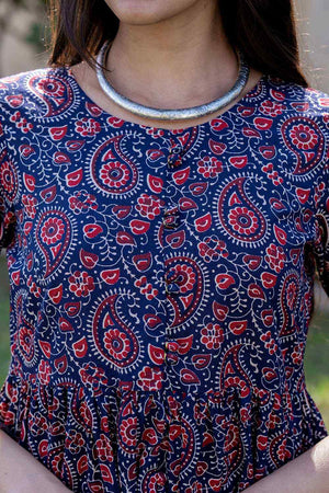 Multi-Color Paisley Print Cotton Kurti Pant Set