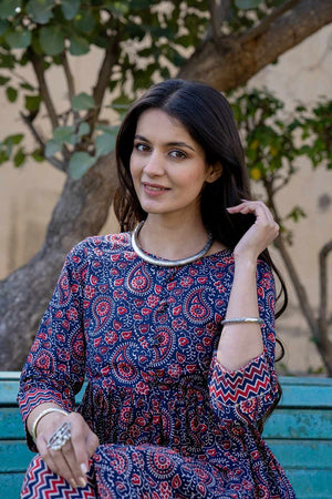 Multi-Color Paisley Print Cotton Kurti Pant Set