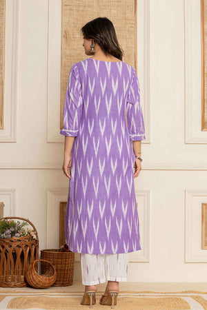 Violet Printed Pure Cotton Kurti Pant Set