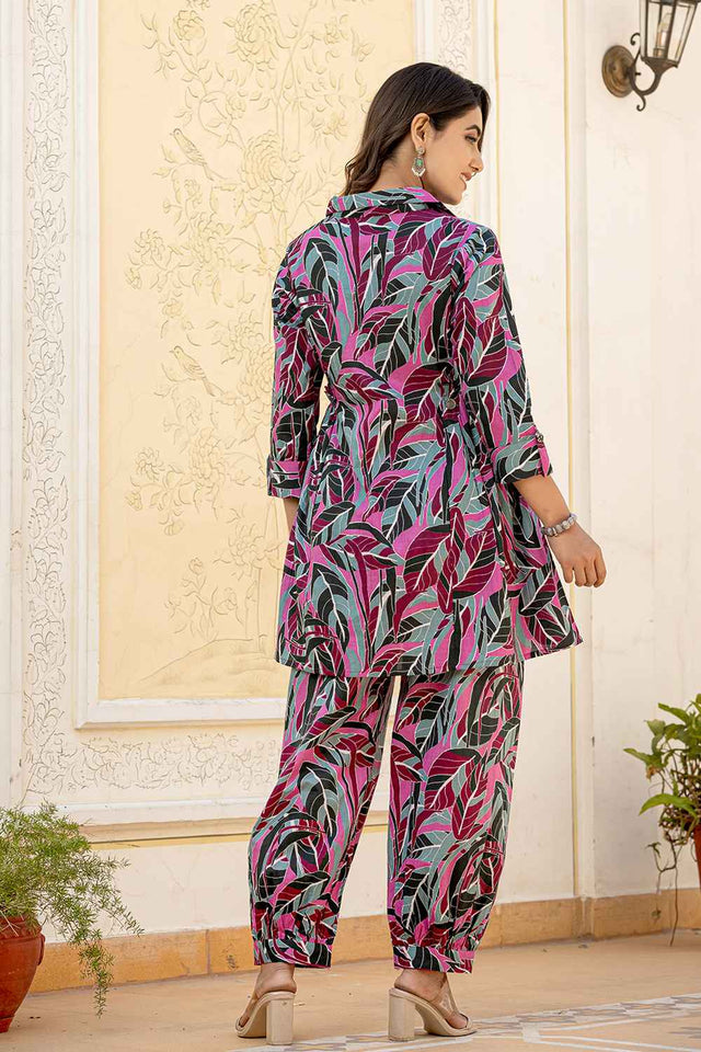 Multi-Color Geometric Print Cotton Co-Ord Set