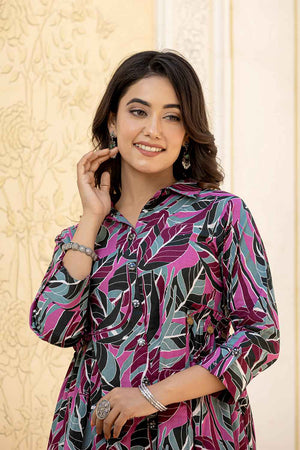 Multi-Color Geometric Print Cotton Co-Ord Set