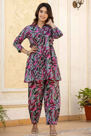 Multi-Color Geometric Print Cotton Co-Ord Set