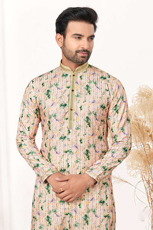 Multi-Color Geometric Printed Cotton Kurta Pyjama Set