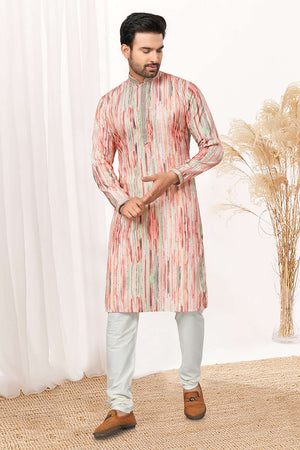Multi-Color Printed Cotton Kurta Pyjama Set