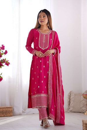 Pink Sequin Chinon Pakistani Suit Set