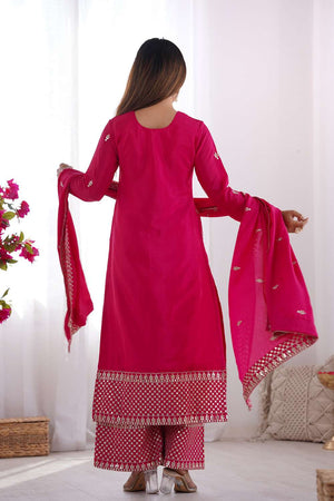 Pink Sequin Chinon Pakistani Suit Set