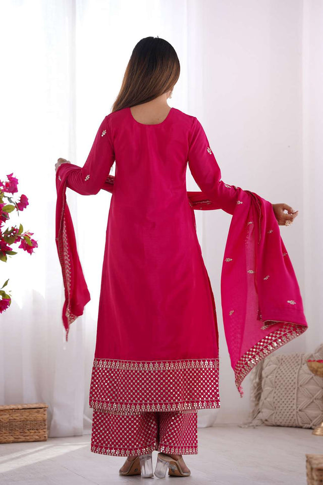 Pink Sequin Chinon Pakistani Suit Set