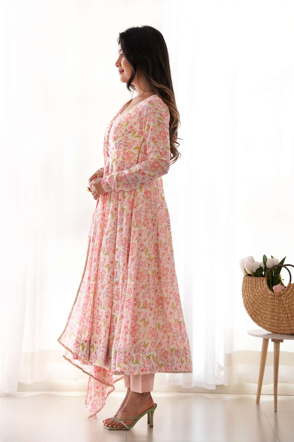 chiffon floral anarkali dress Chiffon Floral Anarkali Suit  Gracious You