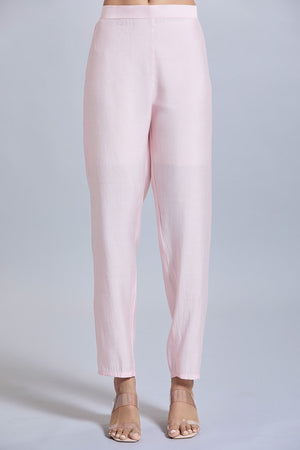 Pink Embroidered Chandheri Kurti Pant Set