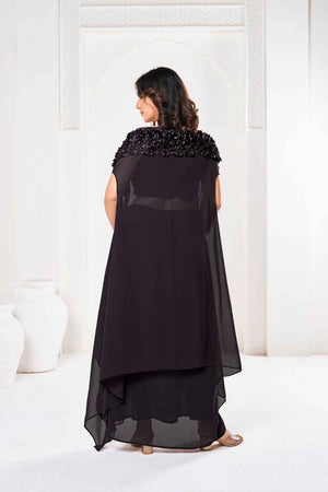 Black Solid Silk Lehenga
