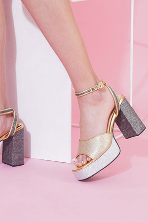 Multi Color Shimmer Pu Leather Heels