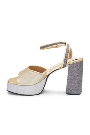 Multi Color Shimmer Pu Leather Heels