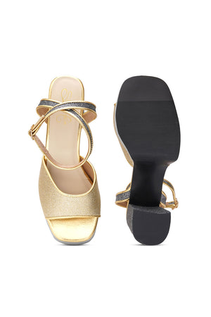 Multi Color Shimmer Pu Leather Heels