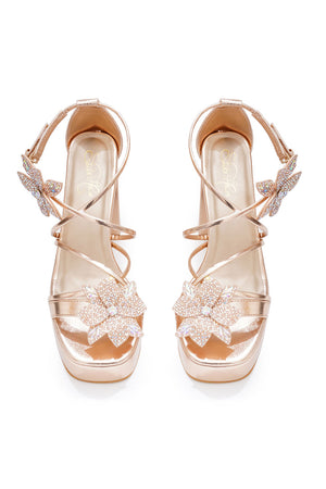 Multi Color Embellished Pu Leather Heels