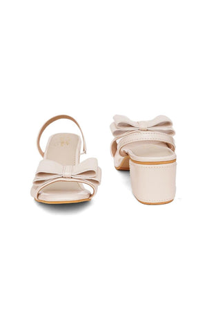 Cream Faux Leather Block Heel (3364)