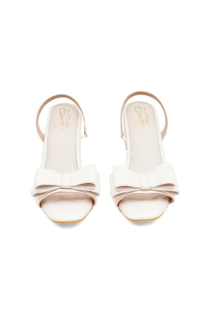 Cream Faux Leather Block Heel (3364)