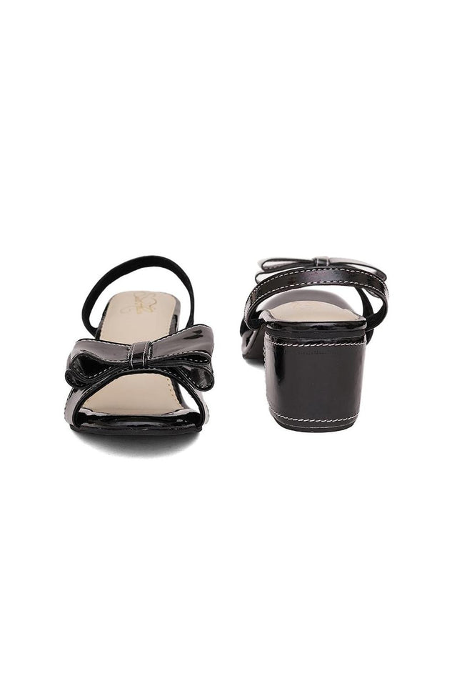 Black Faux Leather Block Heel (3365)