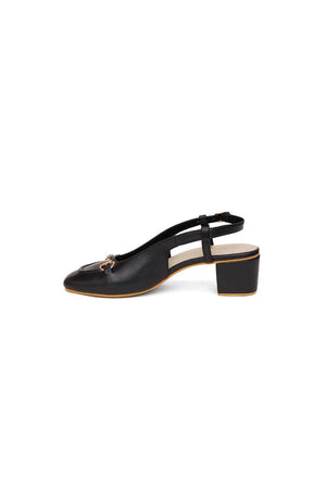 Black Faux Leather Block Heel (3368)