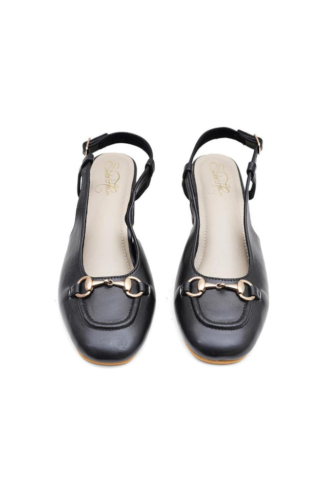 Black Faux Leather Block Heel (3368)