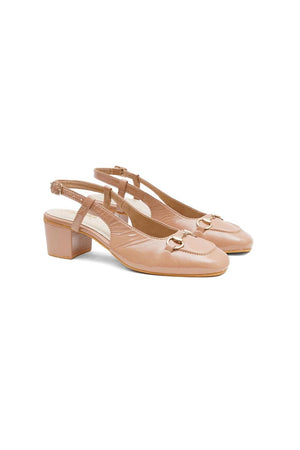 Beige Faux Leather Block Heel (3369)