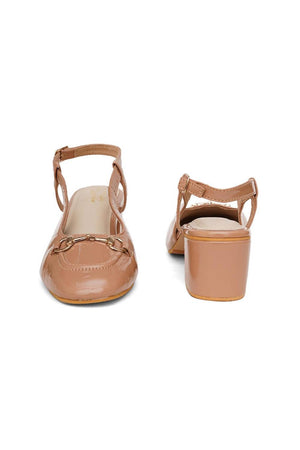 Beige Faux Leather Block Heel (3369)