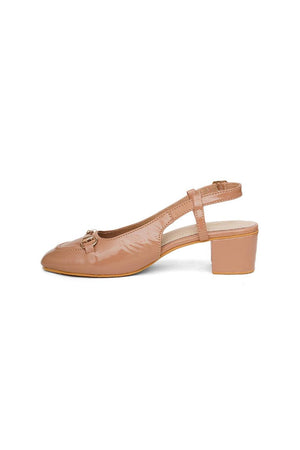 Beige Faux Leather Block Heel (3369)