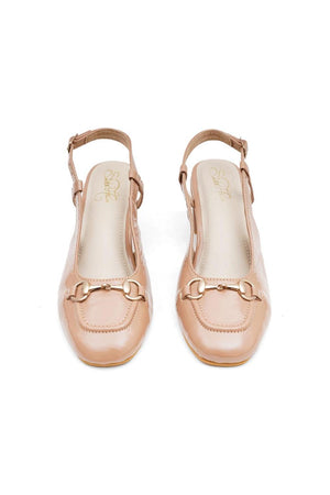 Beige Faux Leather Block Heel (3369)