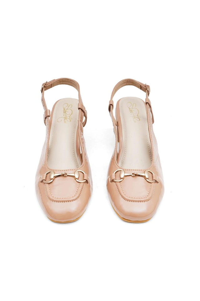 Beige Faux Leather Block Heel (3369)