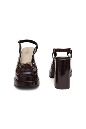 Brown Faux Leather Platform Heel (3371)