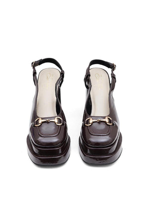 Brown Faux Leather Platform Heel (3371)