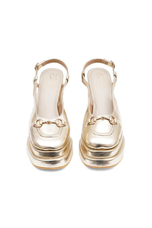 Gold Faux Leather Platform Heel (3372)